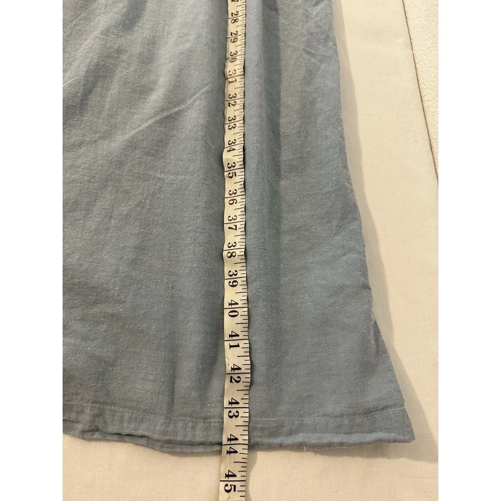 Womens M Midi Dress Blue Embroidered 100 %Cotton Boho Cottagecore Prairie Modest - Picture 9 of 9
